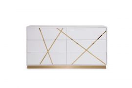 Nixa Modern White & Gold Dresser