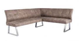 Zane Modern Brown Fabric L-shaped Dining Bench