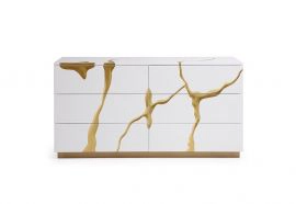 Aspen Modern White & Gold Dresser