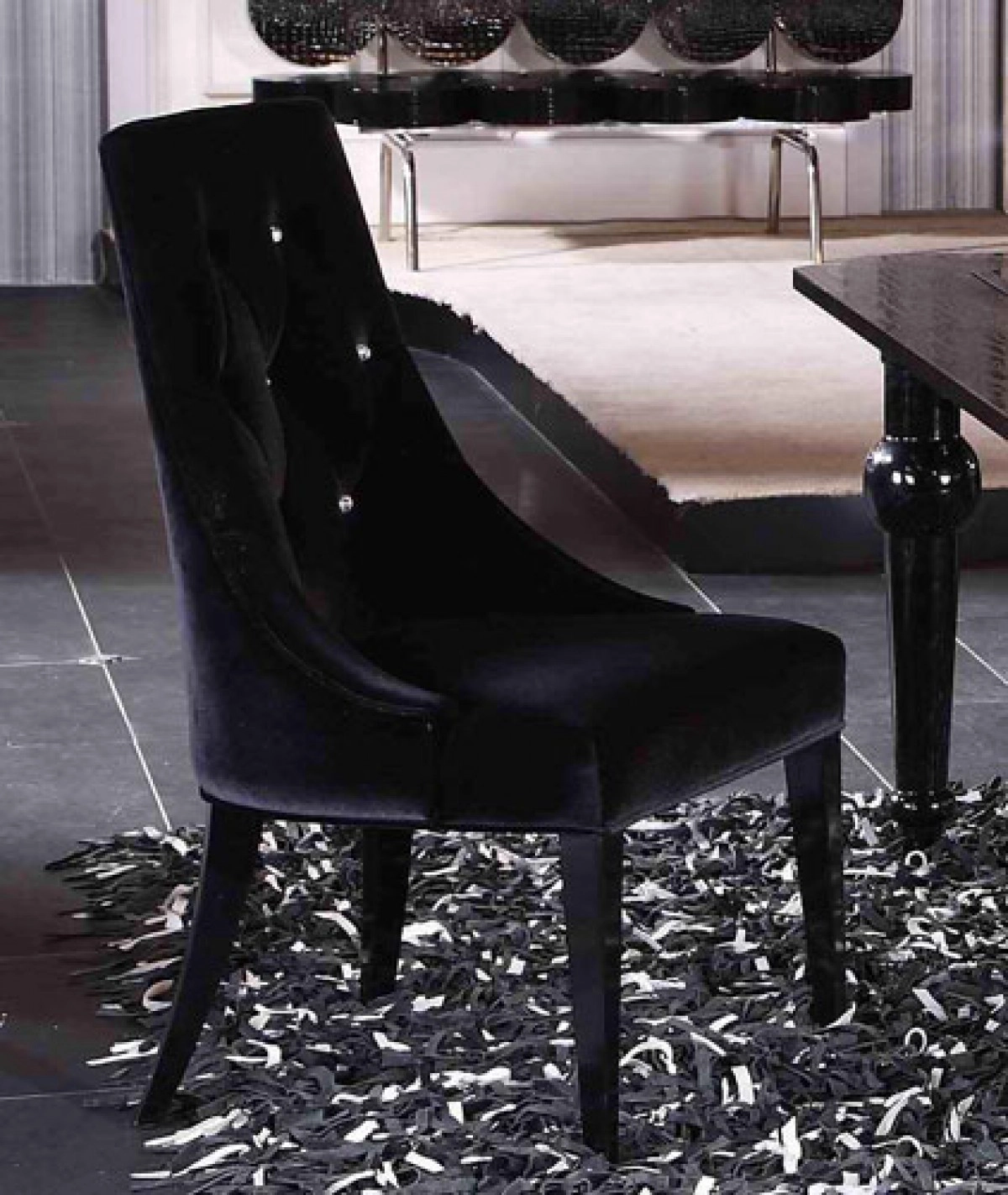 Black discount velour chair