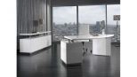 Carrara Modern White Desk With File Cabinet